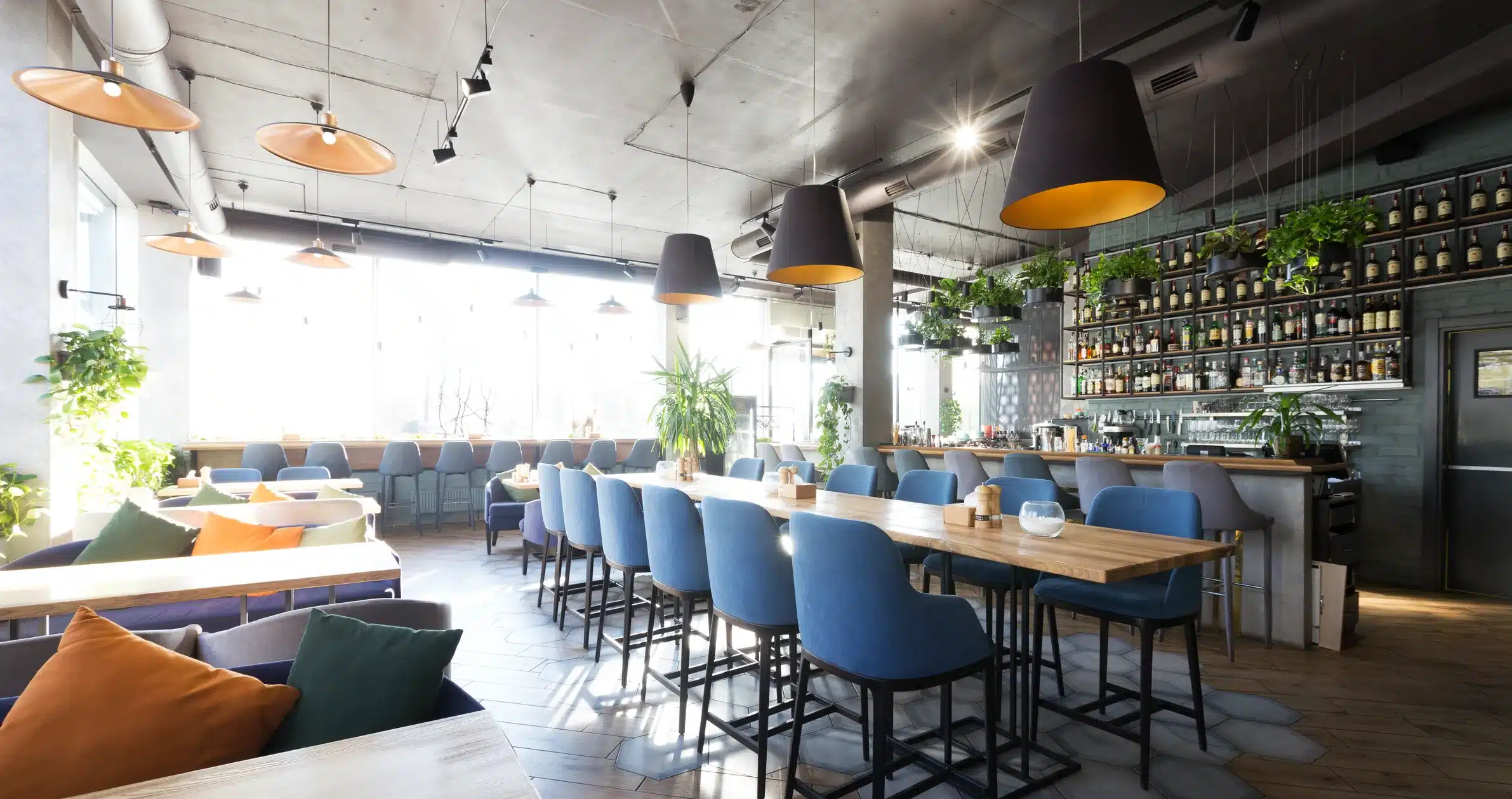 Commercial restaurant interior with repainted walls in Colorado